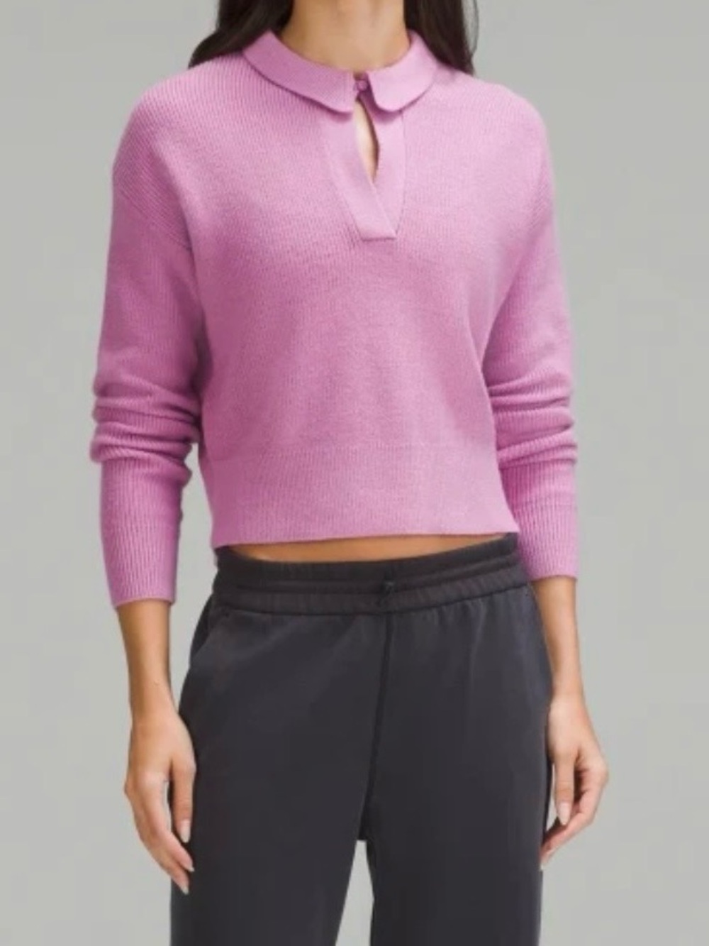 Lululemon Collared Merino/Cotton Blend Pink  Sweater NWOT size small